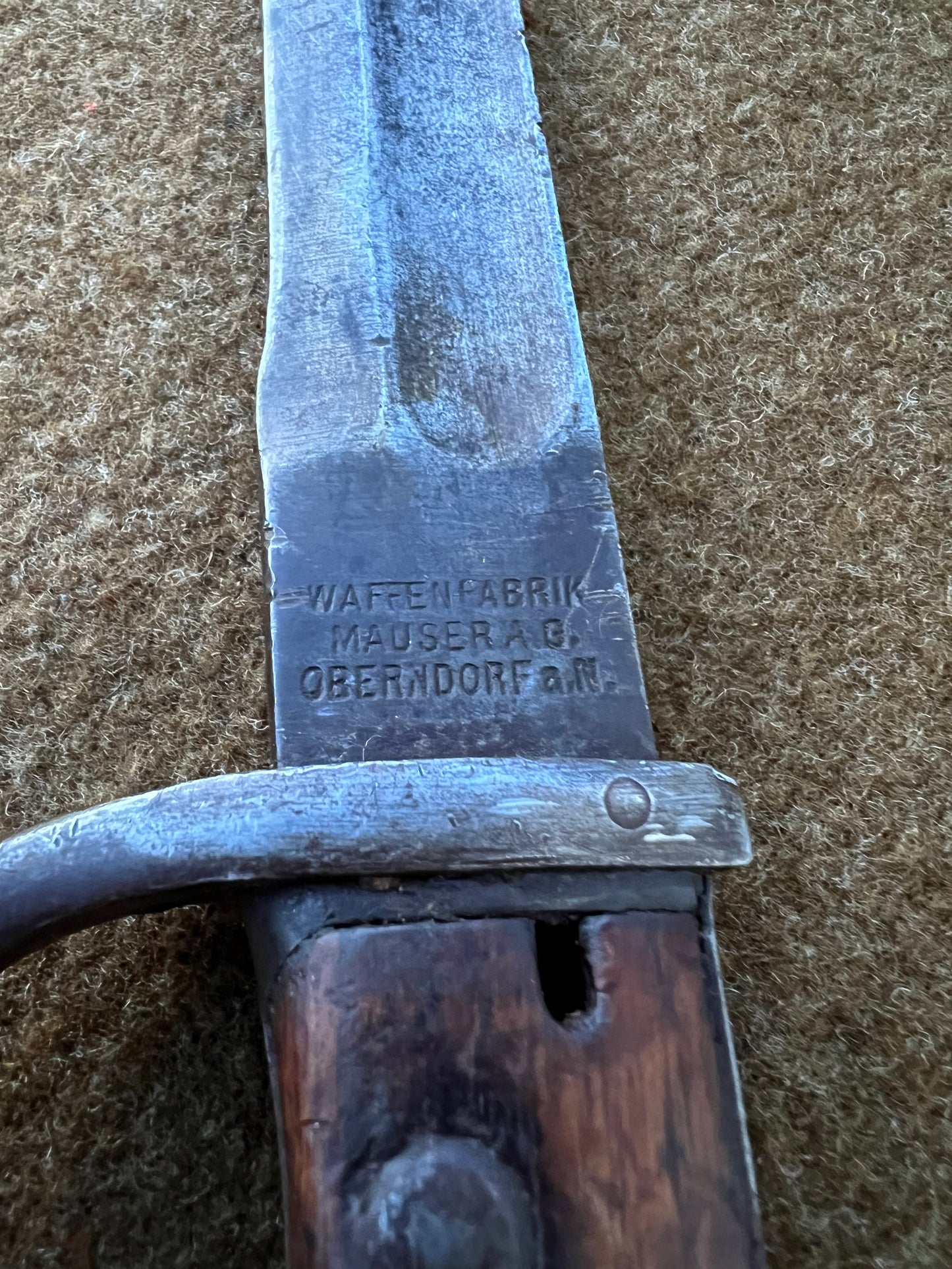 WWI German 1917 G98 Cut Down Butcher Bayonet by Waffenfabrik Mauser A.G. Oberndorf a.N.