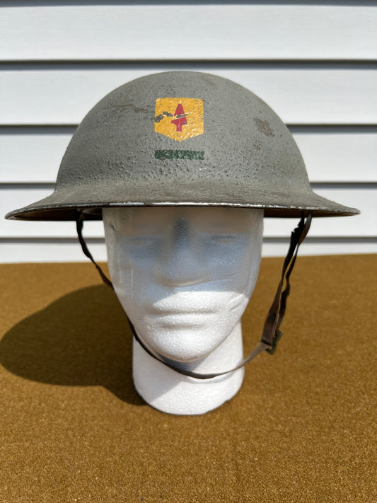 WWII Brodie Helmet w/ UK East Irish Command Painted Emblem