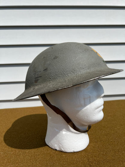 WWII Brodie Helmet w/ UK East Irish Command Painted Emblem